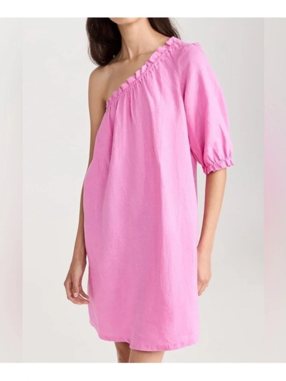XiRENA Pink Pippa One Shoulder Linen Mini Dress Small - Picture 1 of 6